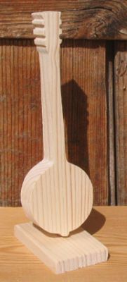 banjo em madeira maciça de abeto 15 cm de altura montado sobre uma base decoração musical de mesa de casamento feita à mão