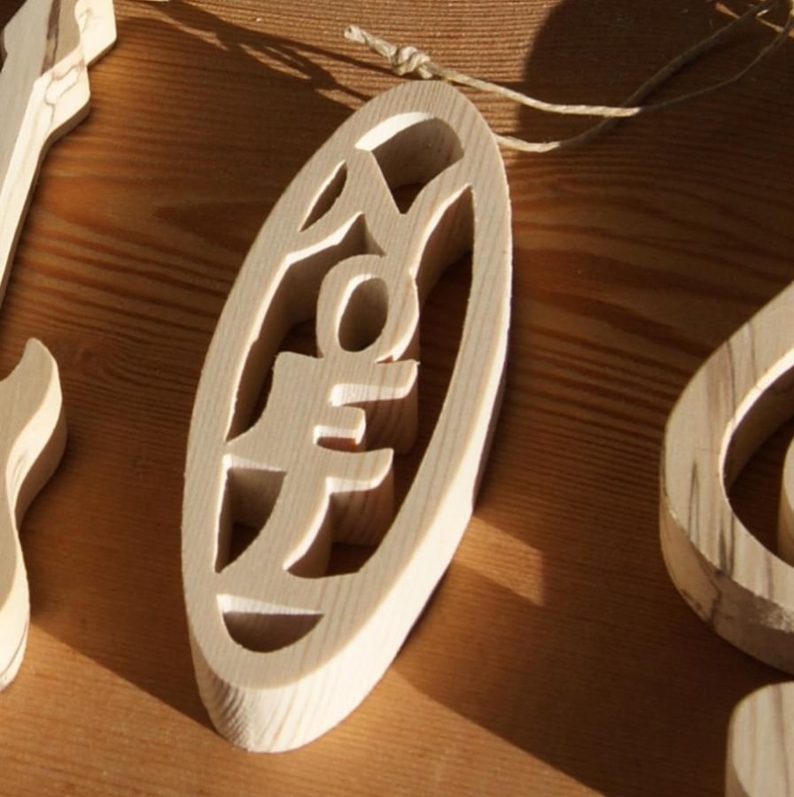 Natal em madeira de abeto maciça de 12 cm, decoração natural feita à mão