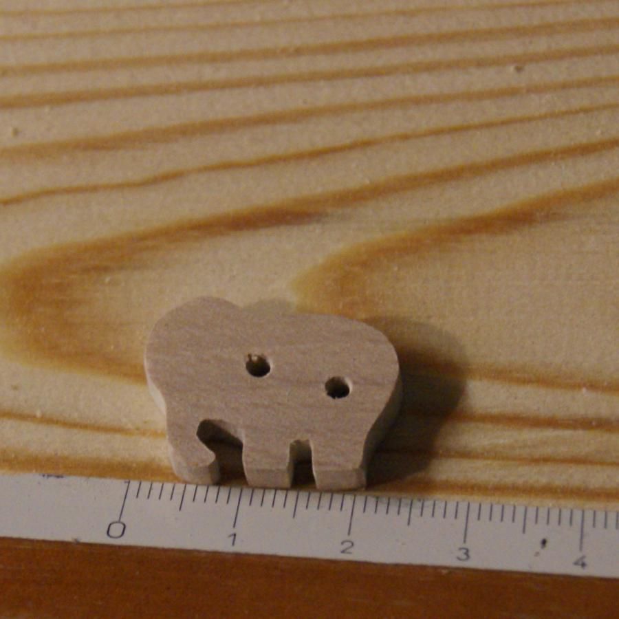 Elefante de botão de madeira maciça 22mm, para coser, ornamentação feita à mão