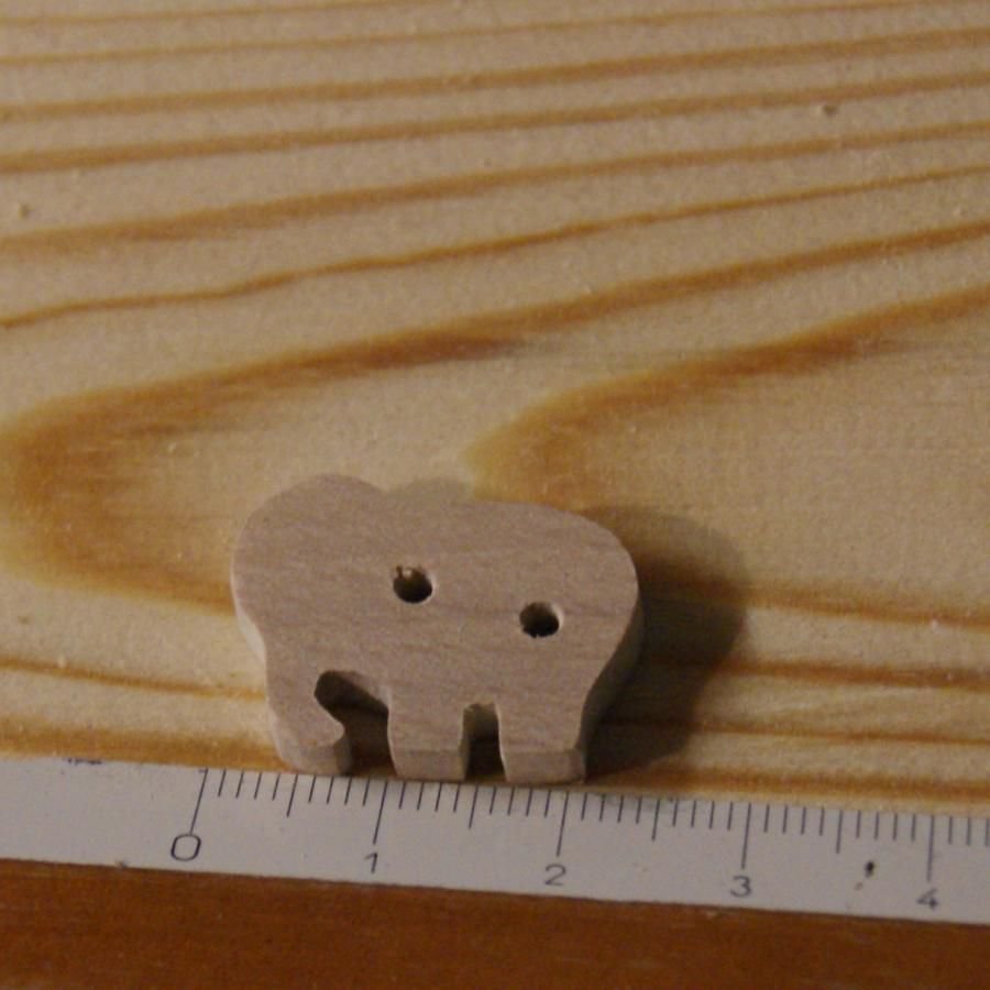 Elefante de botão de madeira maciça 22mm, para coser, ornamentação feita à mão