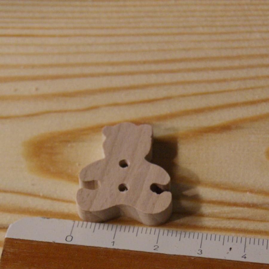 Botão de ursinho de peluche de 22mm de embelezamento tema de livro de recortes de nascimento de criança feito à mão em madeira maciça 