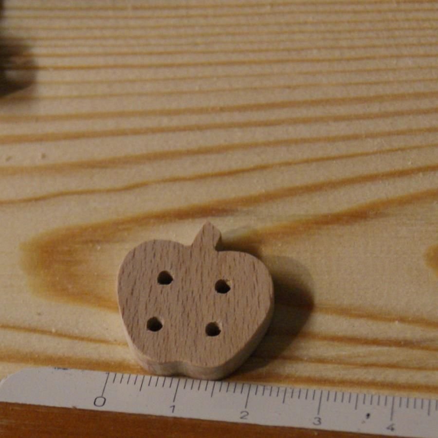 Botão maçã maciça de 22mm embelezamento de madeira maciça feito à mão scrapbooking