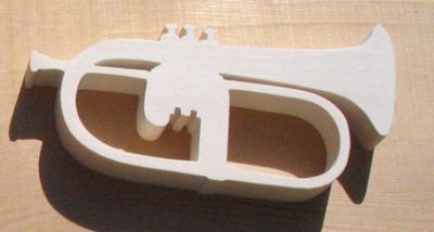 Corneta de abeto sólida ht15cm decoração musical feita à mão