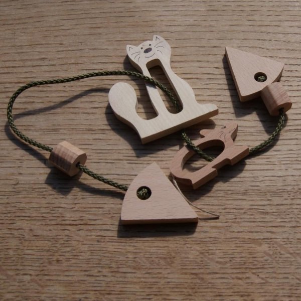 Quebra-cabe&ccedil;a de Gato e Rato Madeira e Quebra-cabe&ccedil;a de Cordas