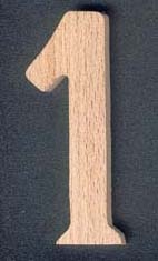 Madeira número 1, 10cm de altura, a ser pintada
