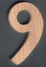 Número 9 ht 10cm marcação de madeira