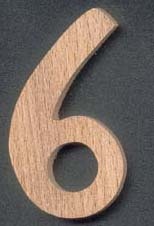 Número 6, 8cm de altura, faia maciça, cortada à mão
