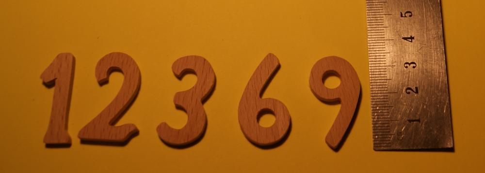 Números de madeira 1,2,3,6,9 3,2cm de altura, 3mm de espessura, feitos de madeira de faia para relógios