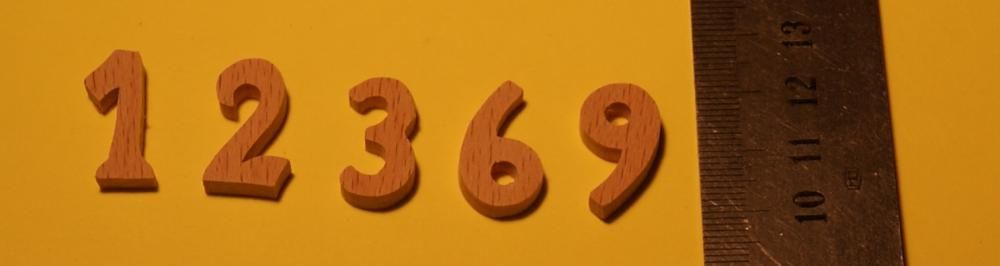 Números de madeira de 1,2,3,6,9 2cm de altura, 3mm de espessura, feitos de madeira de faia para relógios