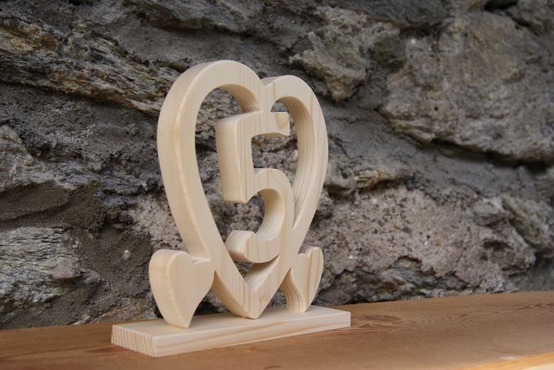 Coração de casamento de madeira, 5 anos de casamento, presente decorativo original, feito à mão, ideia de presente de casamento de madeira