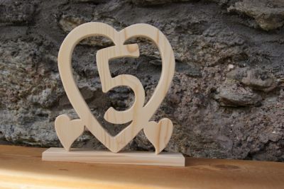 Coração de casamento de madeira, 5 anos de casamento, presente decorativo original, feito à mão, ideia de presente de casamento de madeira