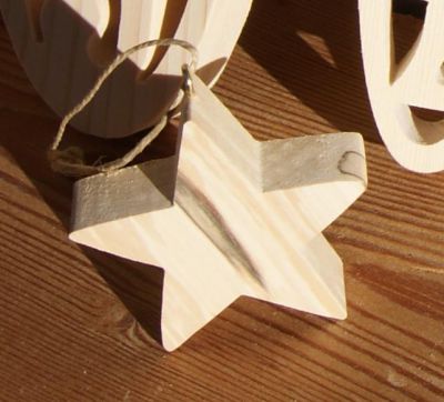 Estrela 5x5 cm em madeira de bétula maciça, decoração de Natal feita à mão
