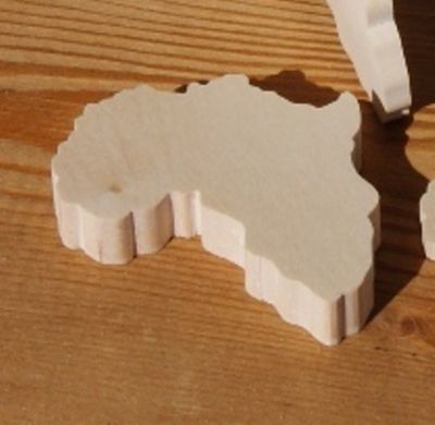 Mapa figurado de África ht6cm de espessura 7mm madeira maciça de bordo, feita à mão