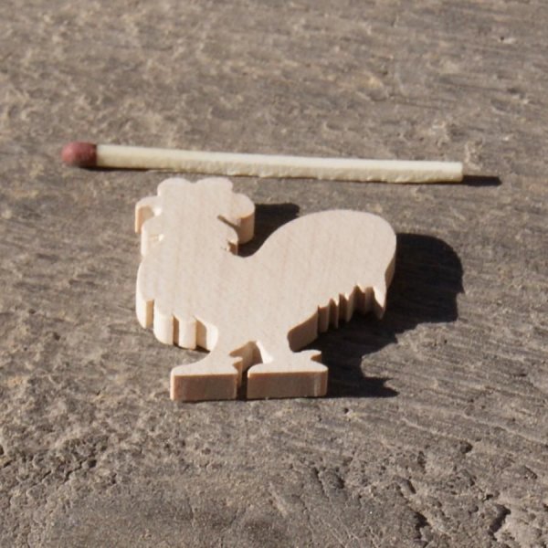 Cockerel de figueira 3mm para pintar e colar, p&aacute;tio basse, embelezamento artesanal de madeira maci&ccedil;a