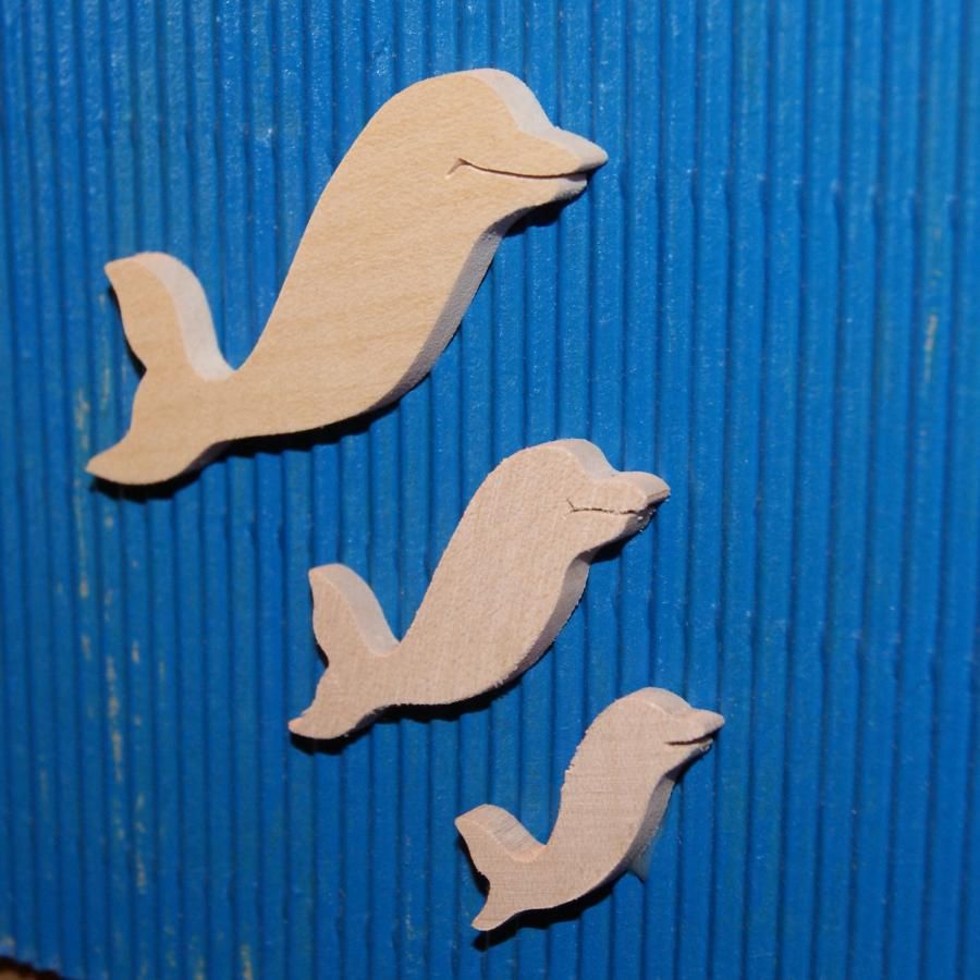 estatueta de golfinho 4,6 x 5 cm de madeira para pintura de ornamentação de 3mm de espessura