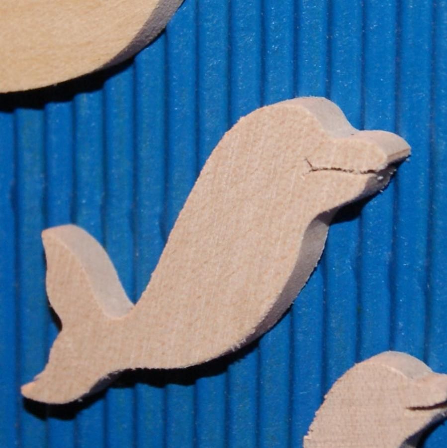 figura miniatura de golfinho 3,5 x 3,7 cm madeira maciça para pintura, espessura 3mm, para scrapbooking