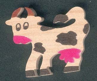 Figurinha de vaca de madeira miniatura para decorar