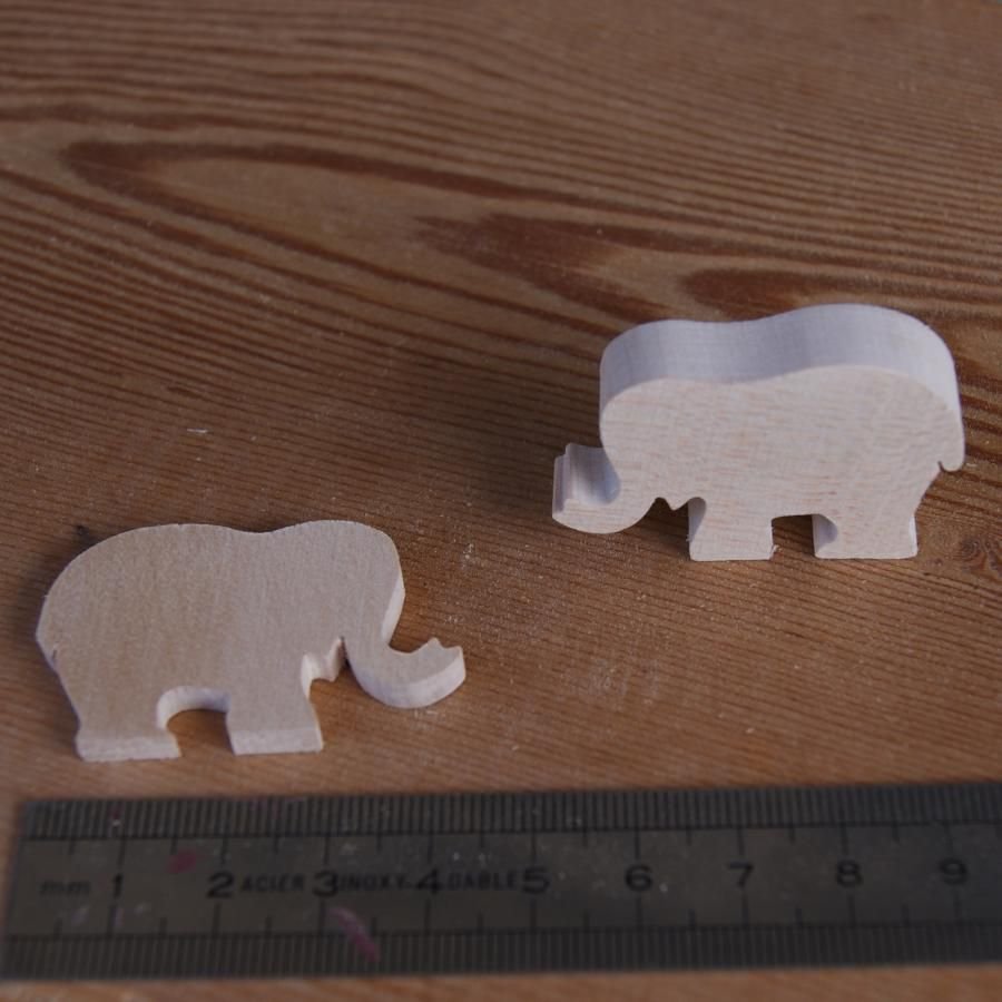 miniatura de estatueta de elefante 3mm embelezamento para pintar e colar madeira maciça feita à mão