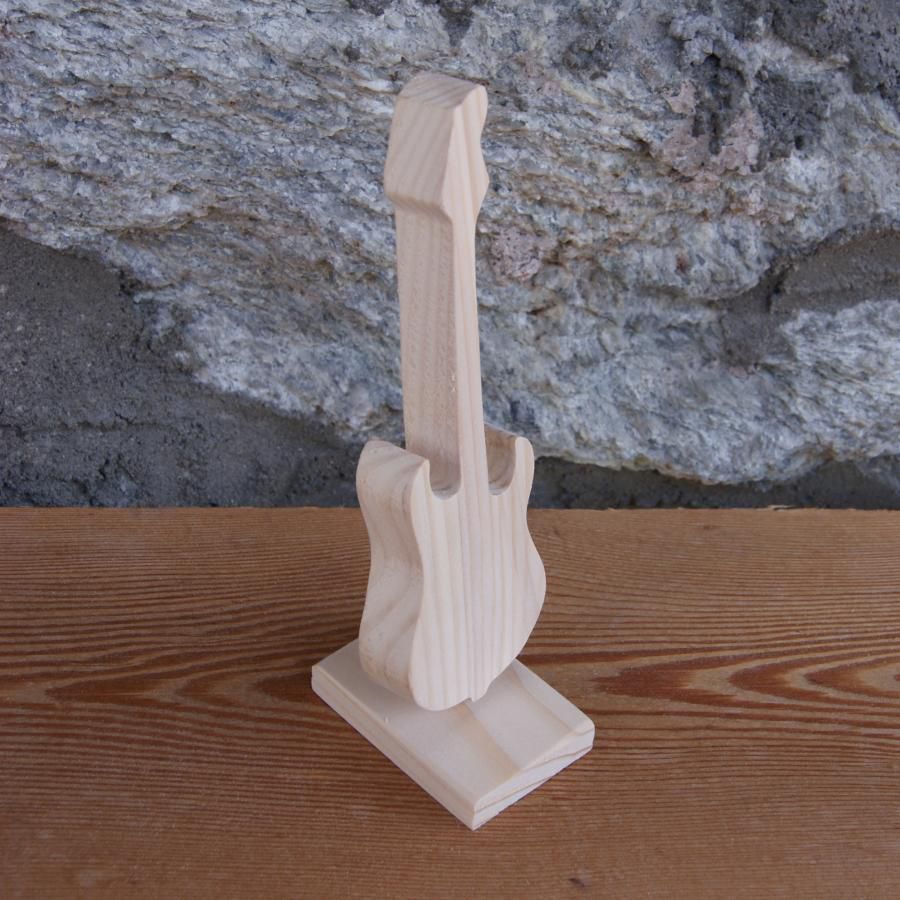 guitarra eléctrica montada sobre uma base de 15cm de altura, madeira maciça feita à mão, decoração de mesa de casamento