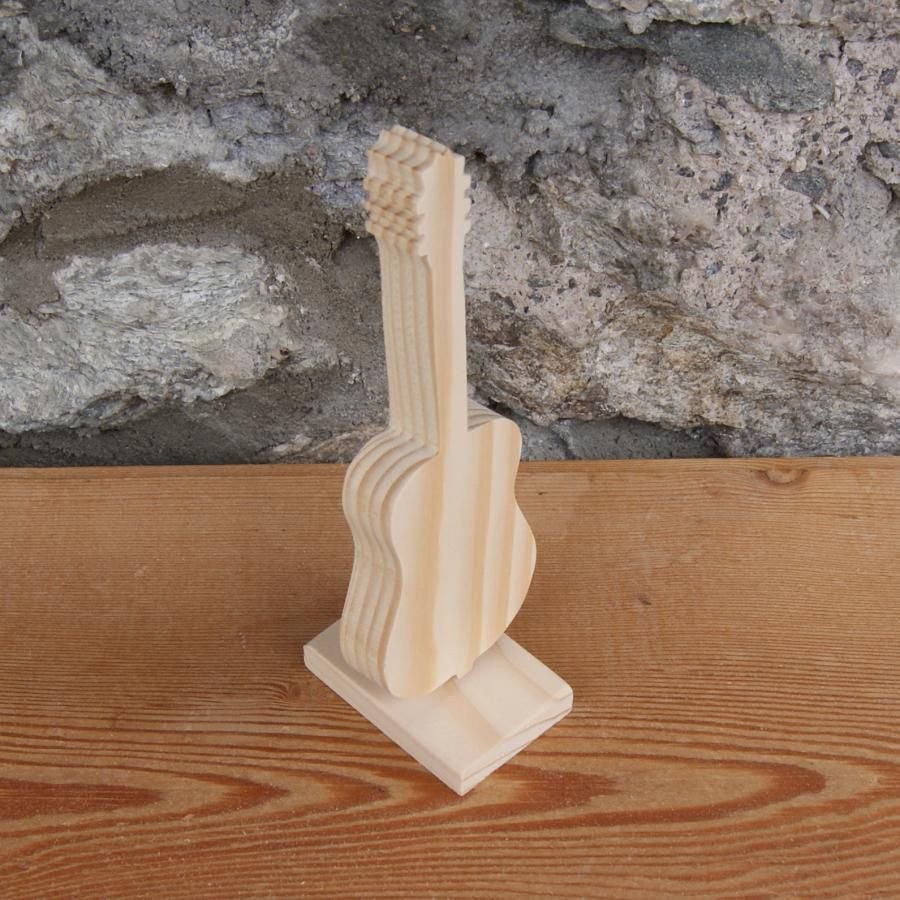 guitarra montada sobre um suporte, decoração de mesa de casamento, madeira de abeto, feita à mão