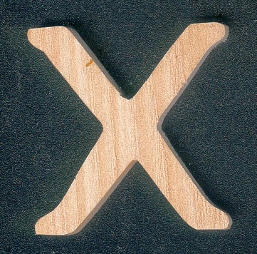 Letra de madeira X, altura 5 cm