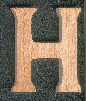 Letra H de madeira para pintar e colar, altura 5 cm