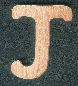 Letra J em madeira de freixo, altura 5 cm