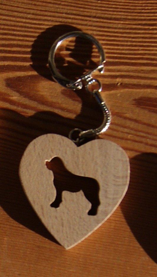 porta-chaves coração e cão santinho bernard ou golden retriever