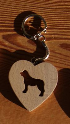 porta-chaves coração e cão santinho bernard ou golden retriever