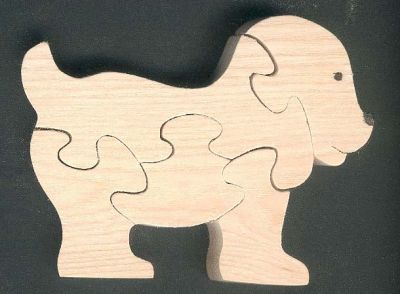 Cão puzzle de madeira 5 peças em madeira de faia, aniamux doméstico