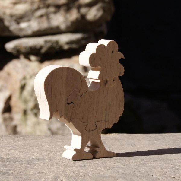 Puzzle de madeira 4 pe&ccedil;as de madeira maci&ccedil;a de faia, feito &agrave; m&atilde;o, animais da quinta, quintal