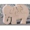 Quebra-cabeças de madeira com 4 peças de elefante Madeira maciça, feita à mão
