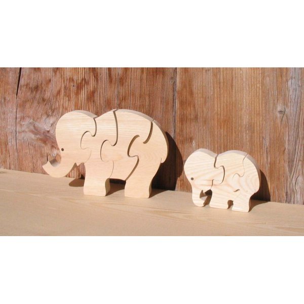 puzzle de 3 peças elefante de madeira maciça, feito à mão, animais da savana