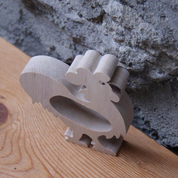 Galo de anel de guardanapo feito &agrave; m&atilde;o em madeira maci&ccedil;a