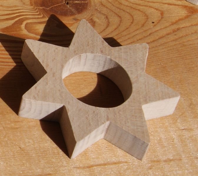Anel de guardanapo com estrela, decoração de mesa de Natal, madeira maciça feita à mão