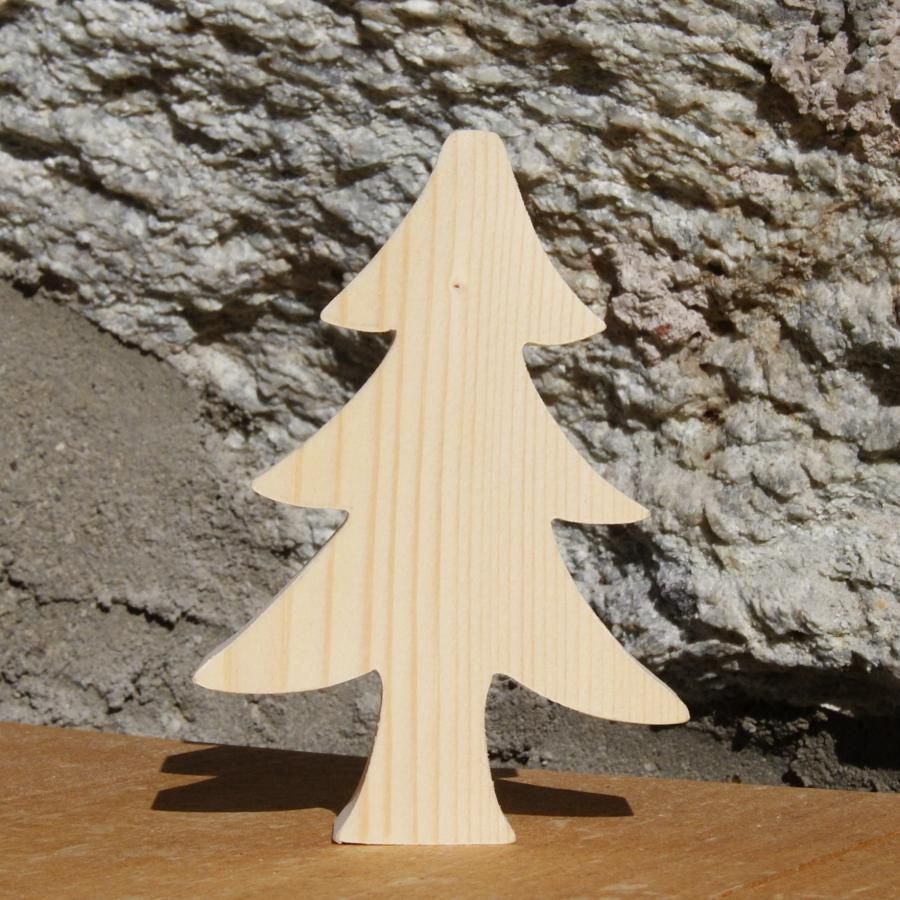 Árvore de Natal 10 cm em madeira maciça, feita à mão, 20mm de espessura, a ser pintada
