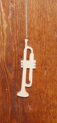Trompete de abeto sólido lg15cm decoração musical feita à mão