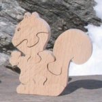 Puzzle de madeira de puzzle de 5 peças faia maciça de esquilo, feita à mão, animais selvagens