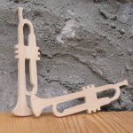 Trompete de bordo sólido de 3mm, trompete talhado à mão, miniatura decorativa, embelezamento de álbuns musicais