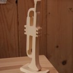 Trompete longo de madeira 20cm, abeto, decoração musical, presente de trompetista, feito à mão