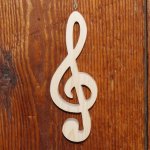 clave de madeira maciça tripla ht 15 cm decoração musical, presente de músico, feito à mão