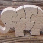 puzzle elefante 4 peças de madeira maciça de faia, feita à mão, animais da savana