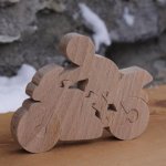 puzzle de motociclista e motociclista 5 peças em madeira de faia feita à mão