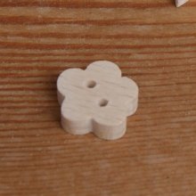 Botão de flor de madeira sólida para decorar e coser, feito à mão