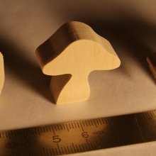 Cogumelos miniatura de madeira com figura de cogumelo