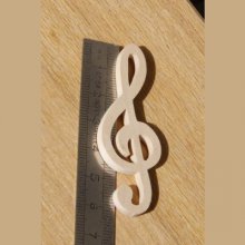 Figurine treble clef ht 6cm decoração tema de música artesanal de madeira maciça ornamentação scrapbooking