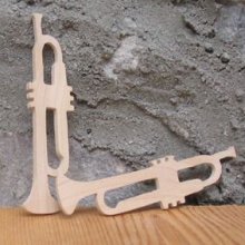 Trompete de bordo sólido de 3mm, trompete talhado à mão, miniatura decorativa, embelezamento de álbuns musicais