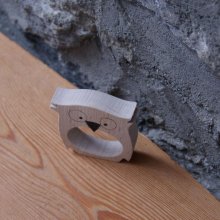 Coruja de anel de guardanapo para personalizar a madeira maciça feita à mão
