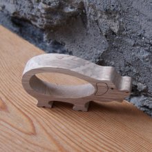 Porco com anel de guardanapo para pintar, madeira maciça, feito à mão