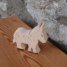 Burro de puzzle de madeira 4 peças em Hetre maciço feito à mão, animais da quinta